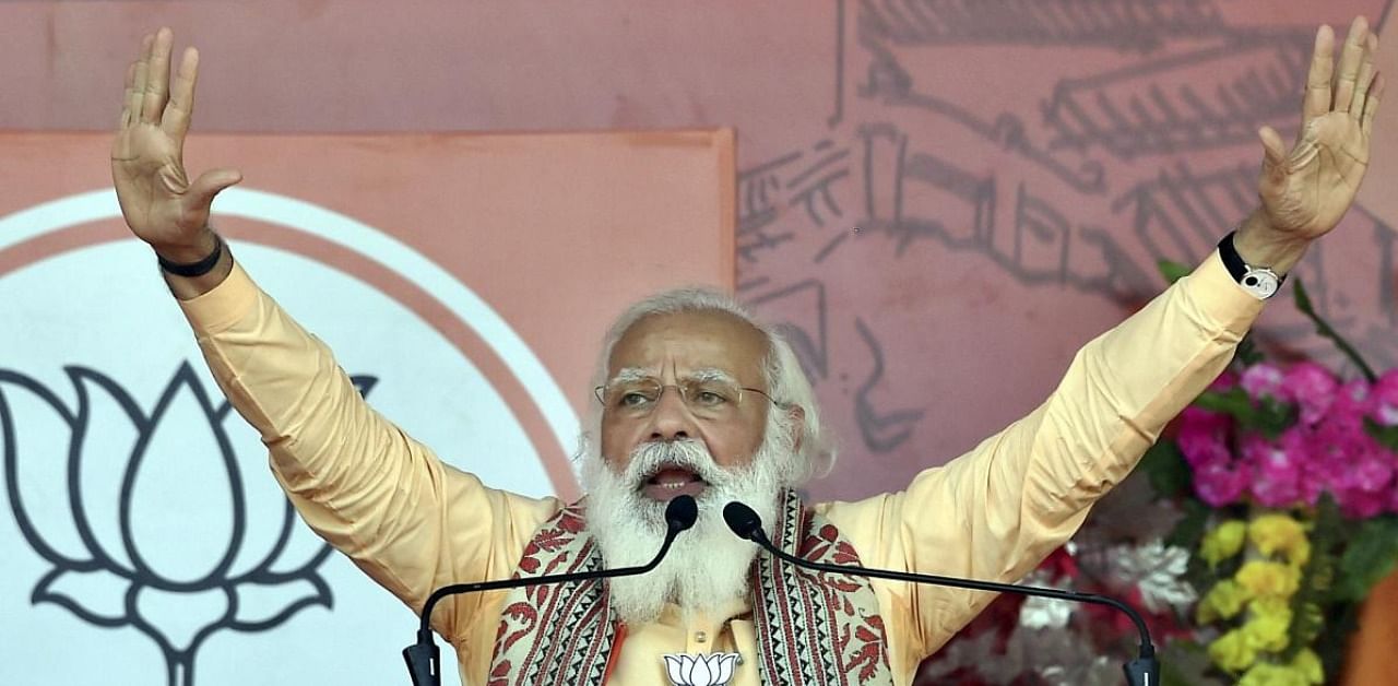 PM Modi at an election rally in West Bengal. Ccredit: PTI Photo