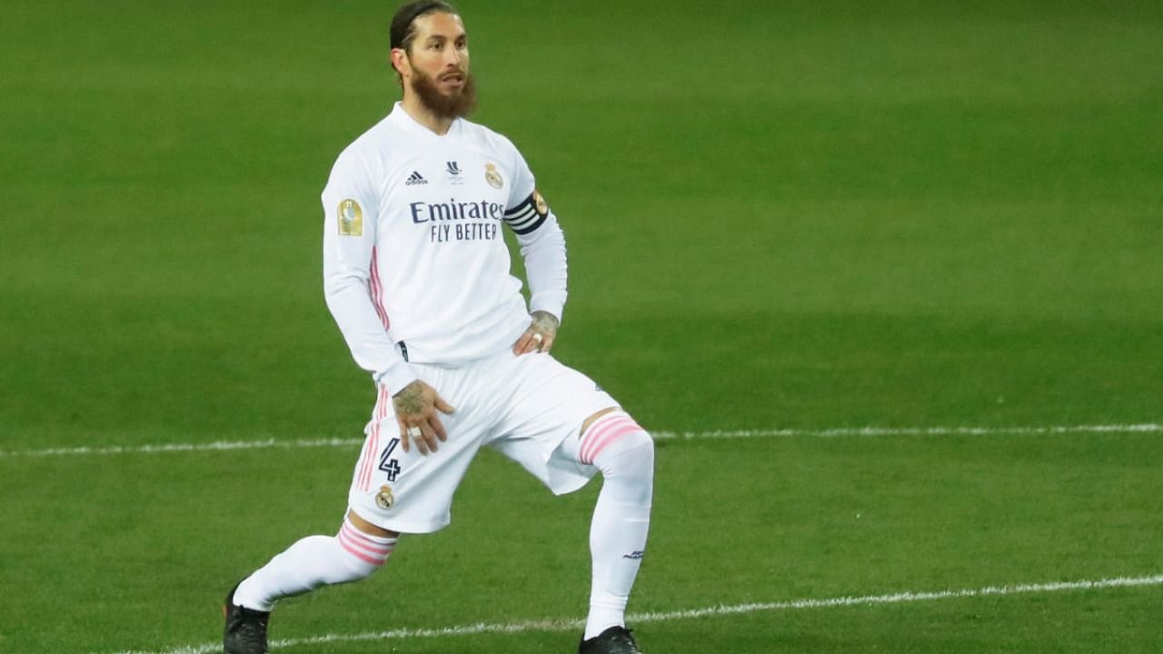 Sergio Ramos has already been ruled out of both games against Liverpool and the Clasico, expected missing for around a month with a calf injury sustained on international duty with Spain. Credit: Reuters.