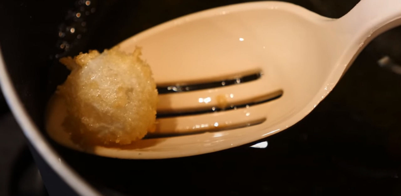 Photo of a deep-fried globule of water. Credit: YouTube/@The Action Lab