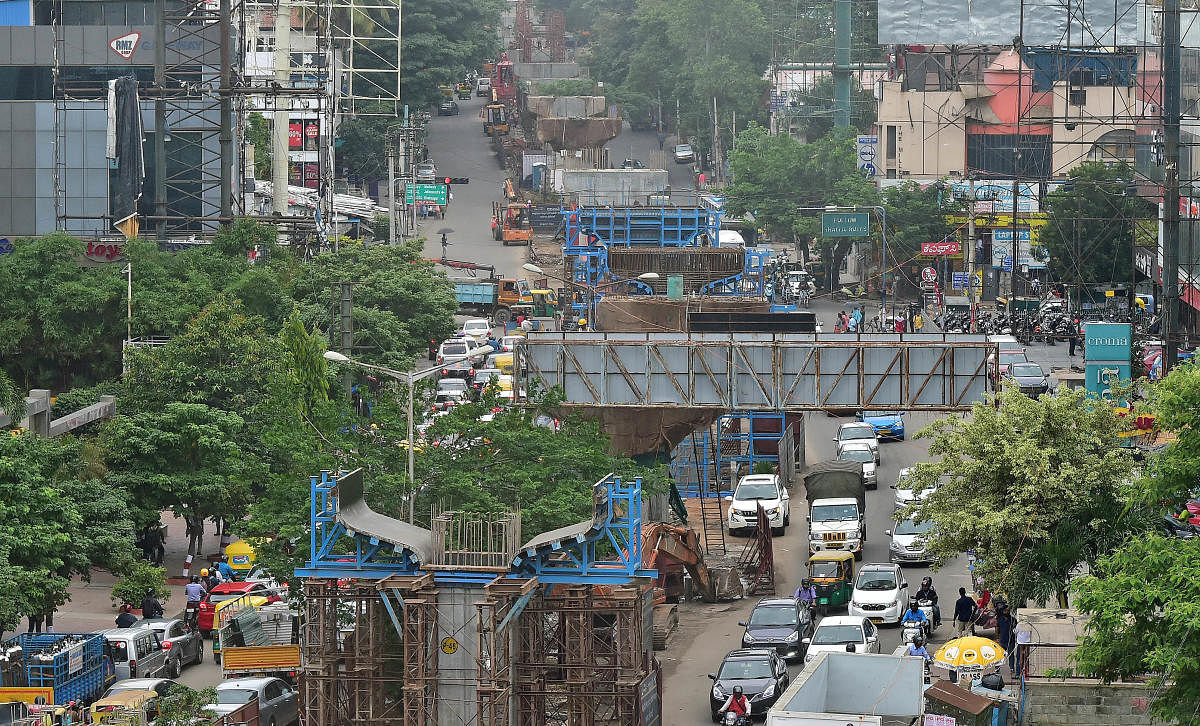 The 2.5-km flyover was designed to ensure signal-free traffic on the Inner Ring Road through Koramangala, bypassing four major junctions. Credit: DH File Photo