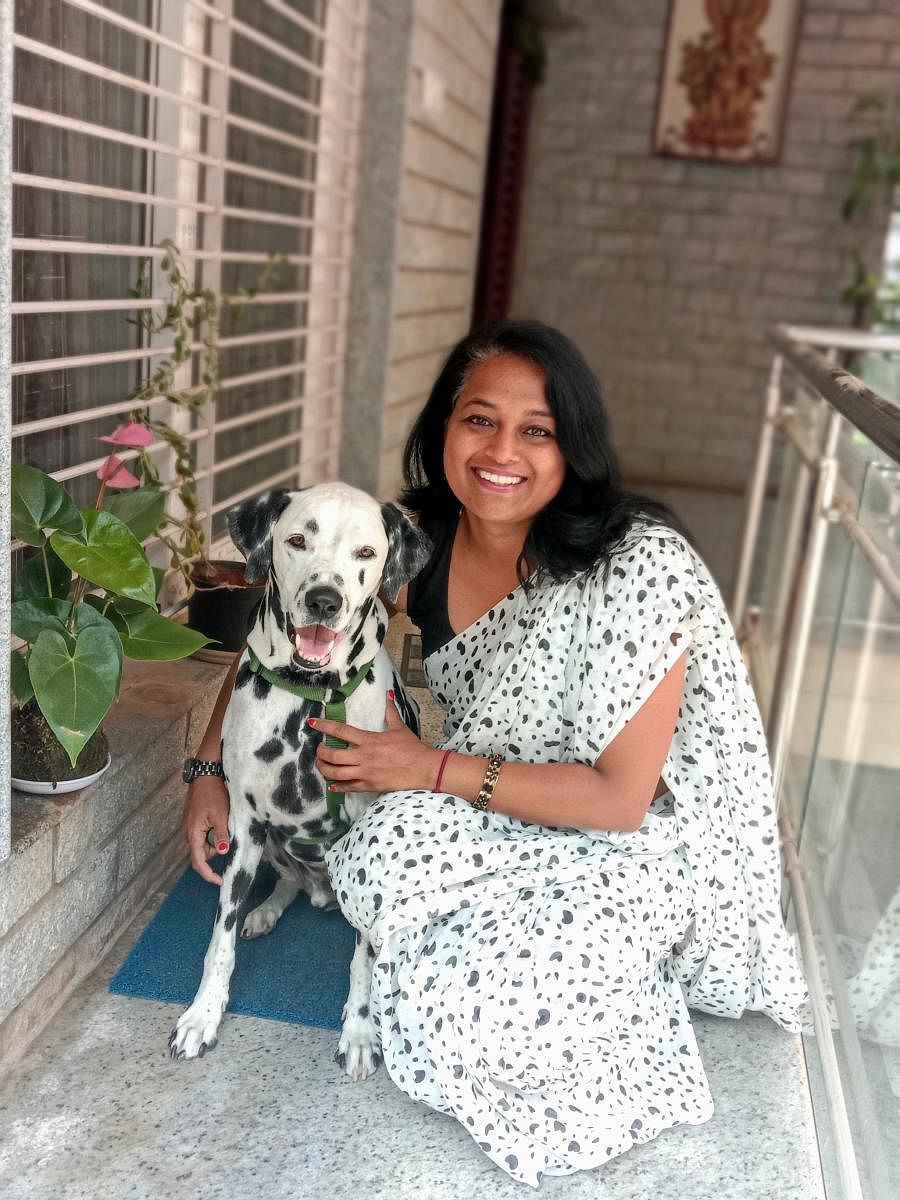 Sheetal with her beloved Dalmatian Spikey