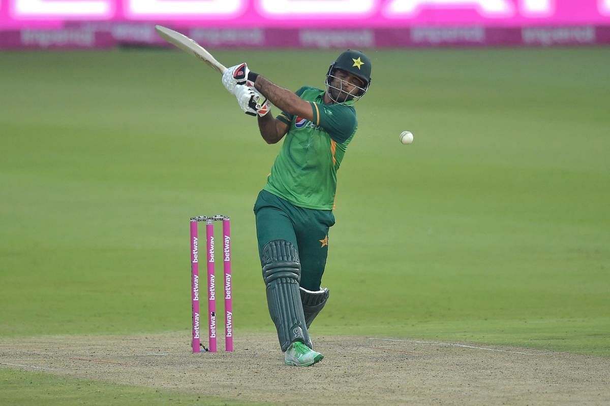 Pakistan's Fakhar Zaman plays a shot during the second one-day international (ODI) cricket match between South Africa and Pakistan at Wanderers Stadium in Johannesburg. Credit: AFP photo.
