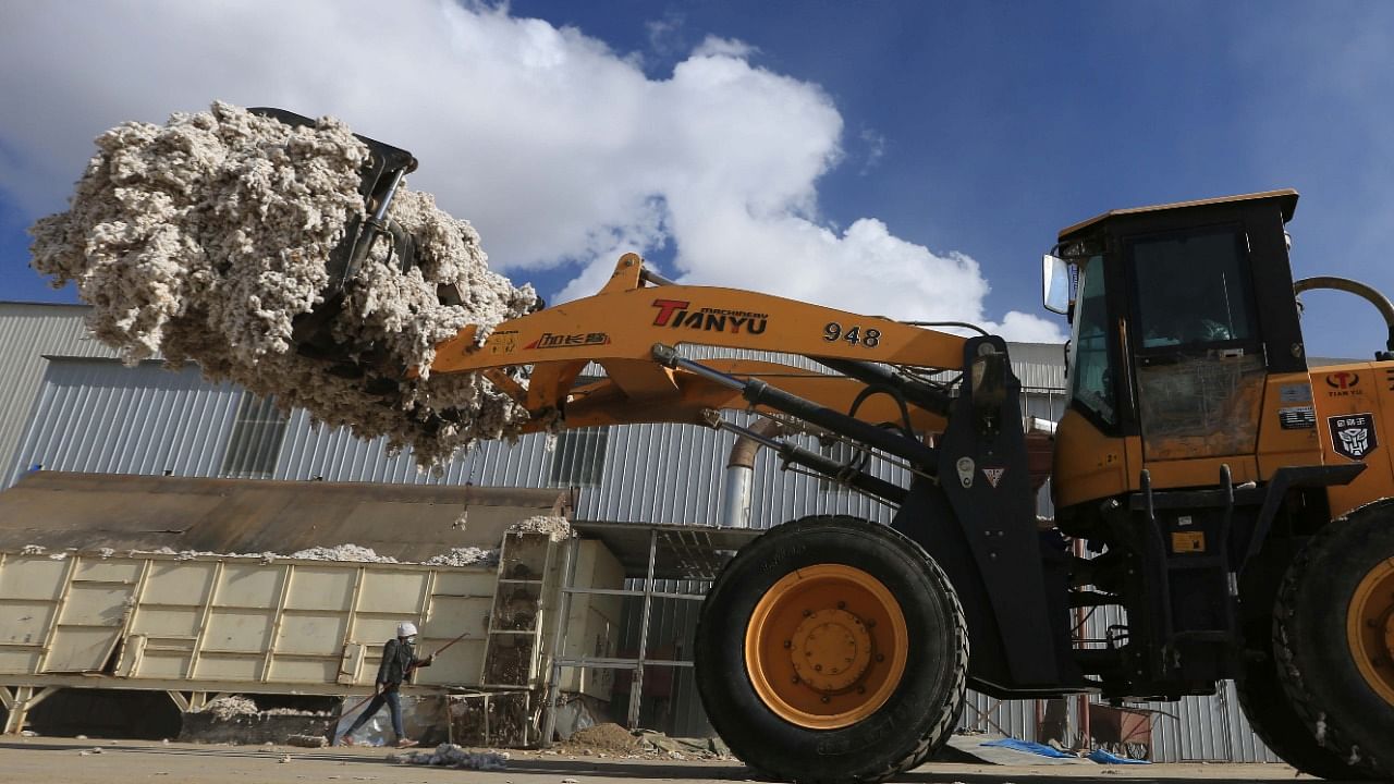 A machinery transports seed cotton at a processing plant in Kashgar, Xinjiang Uighur Autonomous Region, China April 2, 2021. Credit: Reuters Photo