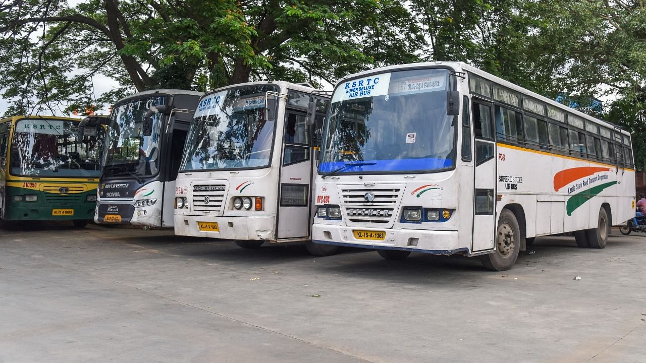 Kerala state buses in Bengaluru. Credit: DH File Photo