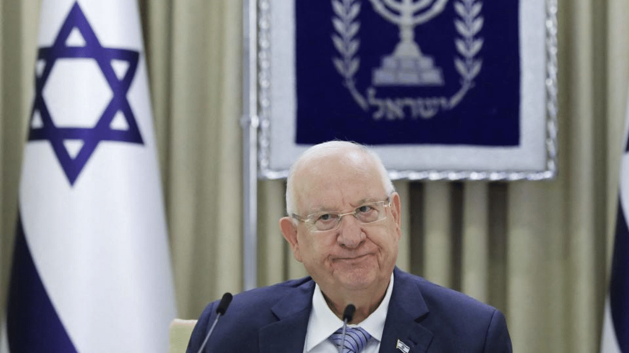 Israeli President Reuven Rivlin holds consultations on who might form the next coalition government, at the President's residence in Jerusalem, on April 5, 2021. Credit: AFP Photo