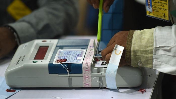 The EVMs and VVPAT machines were not used in Tuesday's polling and were seized by the poll panel. Credit: AFP Photo