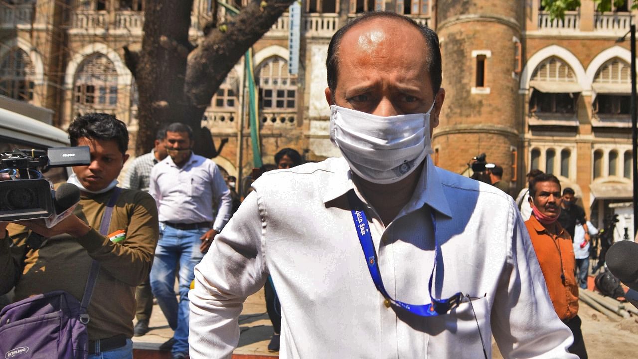 Sachin Vaze, a senior police officer, is seen outside Police Commissioner's office in Mumbai, India, March 10, 2021. Picture taken March 10, 2021. Credit: Reuters Photo