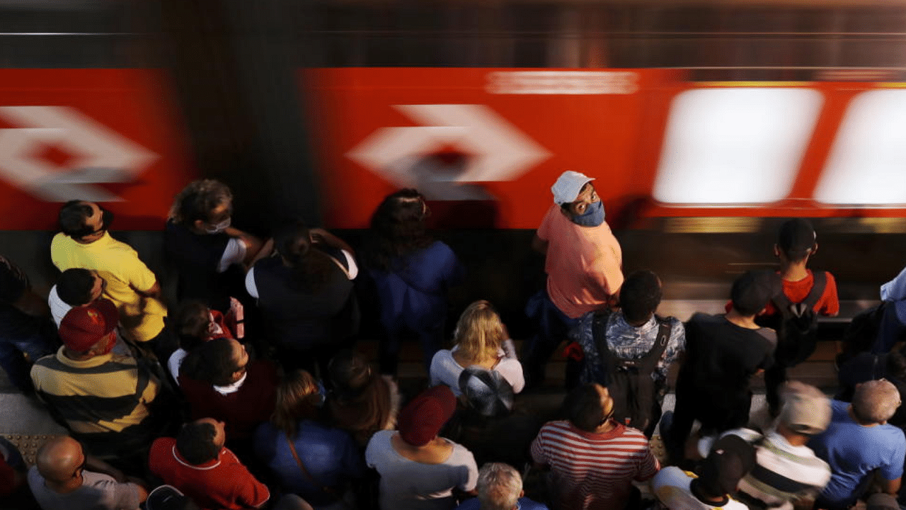 People wait to board a train at Luz station, amid the coronavirus disease (COVID-19) pandemic, in Sao Paulo, Brazil April 6, 2021. Credit: Reuters Photo