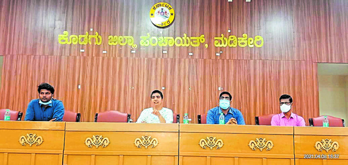 Deputy Commissioner Charulata Somal chairs a meeting at the Zilla Panchayat auditorium on Tuesday.