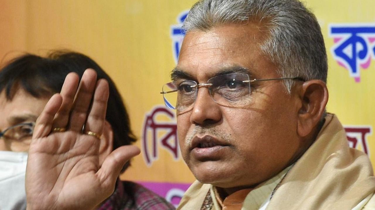 Dilip Ghosh said that the car's window glasses including the one on his side were smashed in the attack. Credit: PTI Photo