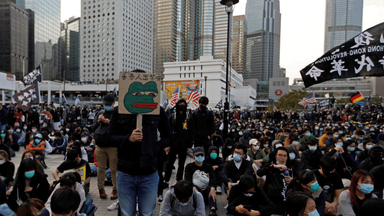 Anti-government protesters demonstrate during a protest at Edinburgh Place in Hong Kong, China, January 12, 2020.  Credit: Reuters Photo