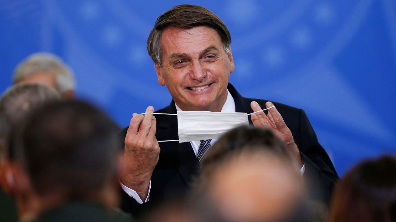 Brazil's President Jair Bolsonaro attends a promotion ceremony for generals of the armed forces, at the Planalto Palace in Brasilia, Brazil April 8, 2021. Credit: Reuters Photo