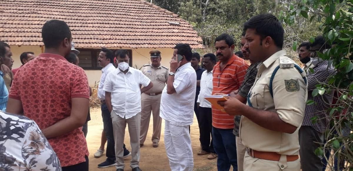 Virajpet MLA K G Bopaiah and MLC Sunil Subramani visited the place in Ponnampet where the tiger killed two cows on Saturday night.