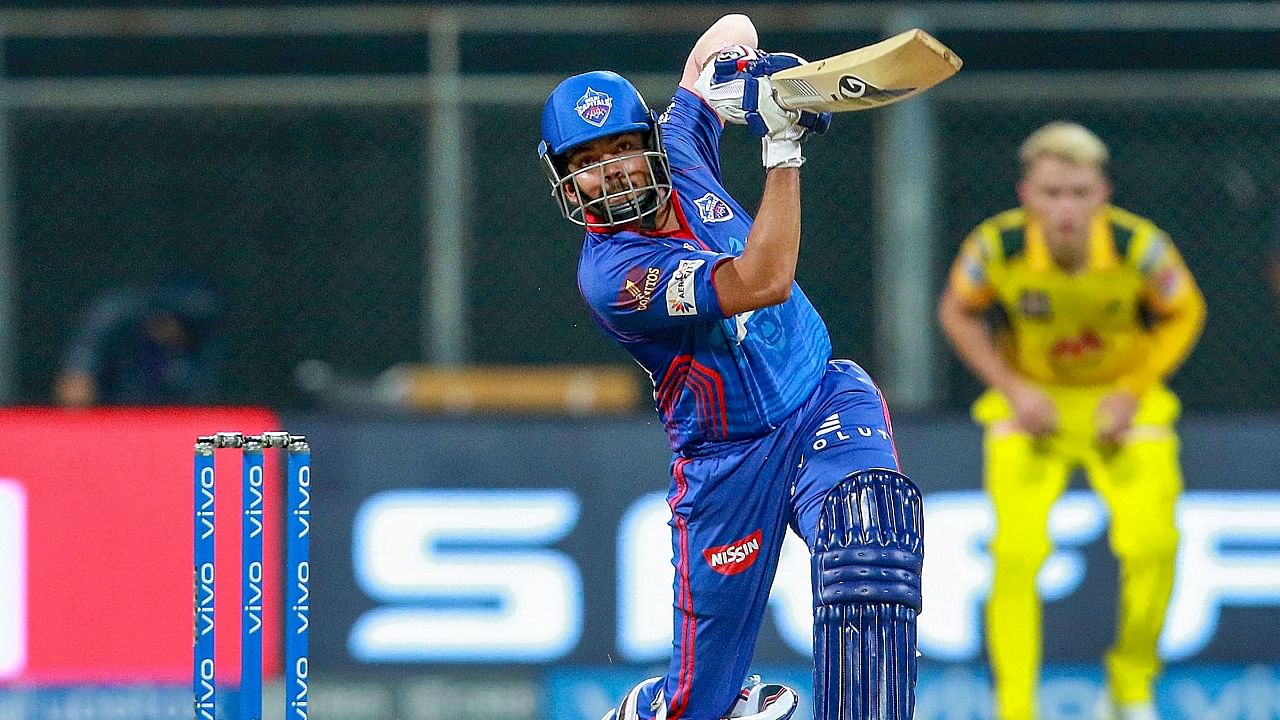 Prithvi Shaw of Delhi Capitals plays a shot during match 2 of the Indian Premier League 2021 between Chennai Super Kings and the Delhi Capitals, at the Wankhede Stadium in Mumbai. Credit: PTI/Sportspicz for IPL