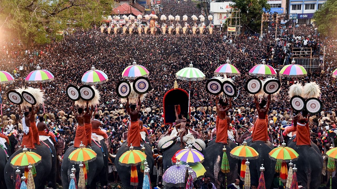 Thrissur Pooram celebrations in 2019. Credit: PTI File Photo