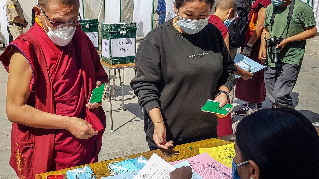 Polling begins for the final phase of Tibetan general elections of Sikyong/President of Central Tibetan administration and 45 members of Tibetan parliament in exile in Dharamshala. Credit: PTI.