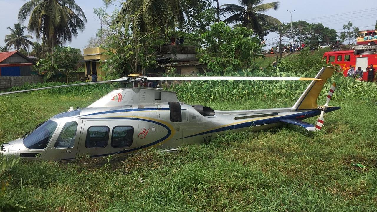 The helicopter made a crash landing in a marshy area. Credit: Special arrangement