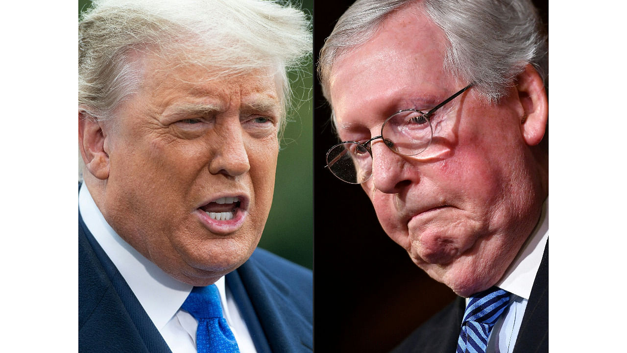 Former US President Donald Trump and Mitch McConnell. Credit: AFP File Photo