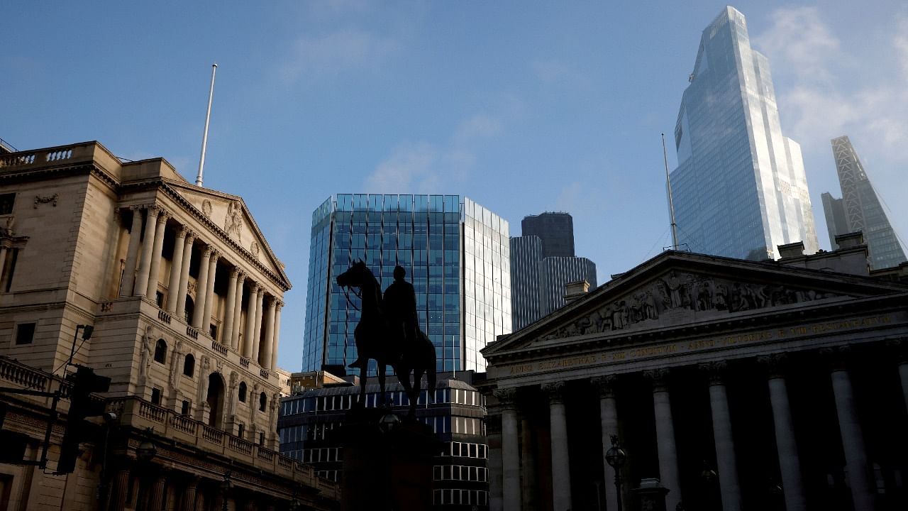 The Bank of England and the City of London financial district in London. Credit: Reuters File Photo