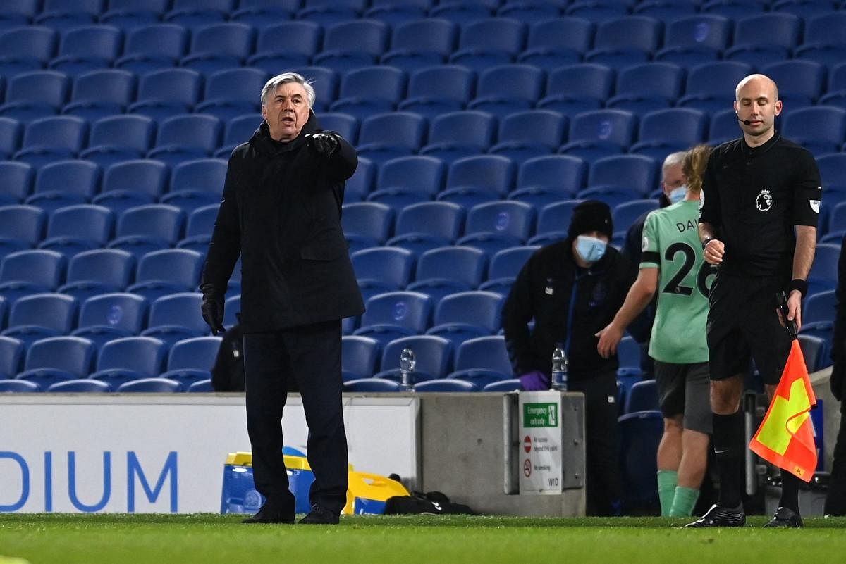 Everton's Italian head coach Carlo Ancelotti. Credit: AFP photo. 