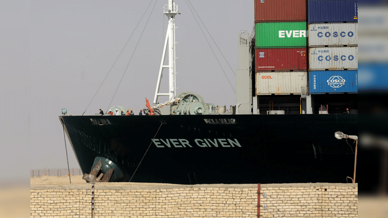 hip Ever Given, one of the world's largest container ships, is seen after it was fully floated in Suez Canal, Egypt March 29, 2021. Credit: Reuters Photo