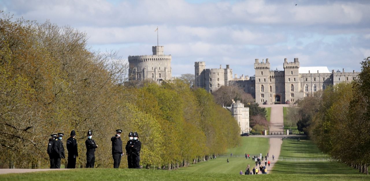 Police officers patrol on the Long Walk near Windsor Castle. Credit: Reuters Photo