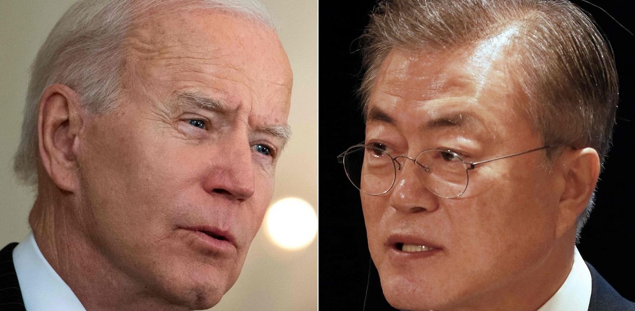 Biden (L) and Jae-in. Credit: AFP Photo