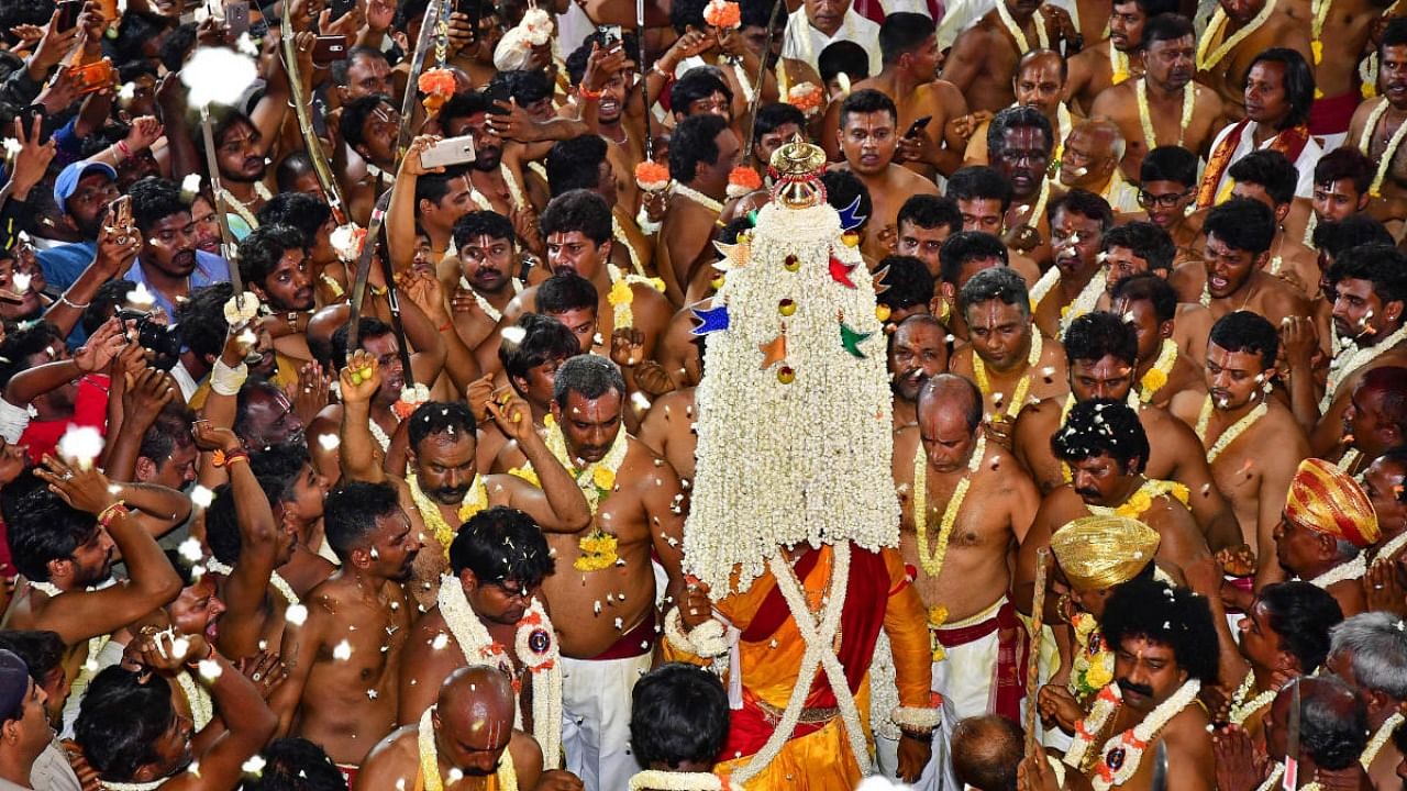 The Bengaluru Karaga held at Thigalarpet in April 2019. Credit: DH file photo/Krishnakumar P S