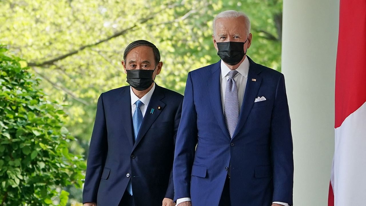 US President Joe Biden and Japan's Prime Minister Yoshihide Suga. Credit: AFP Photo