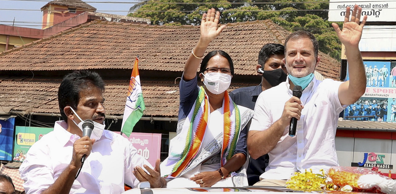 Congress leader Rahul Gandhi during an election campaign for Kerala assembly polls. Credit: PTI Photo