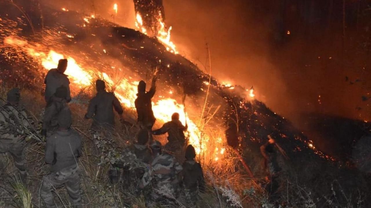 Forest fire in Anjaw district of Arunachal Pradesh. Photo credit: Army
