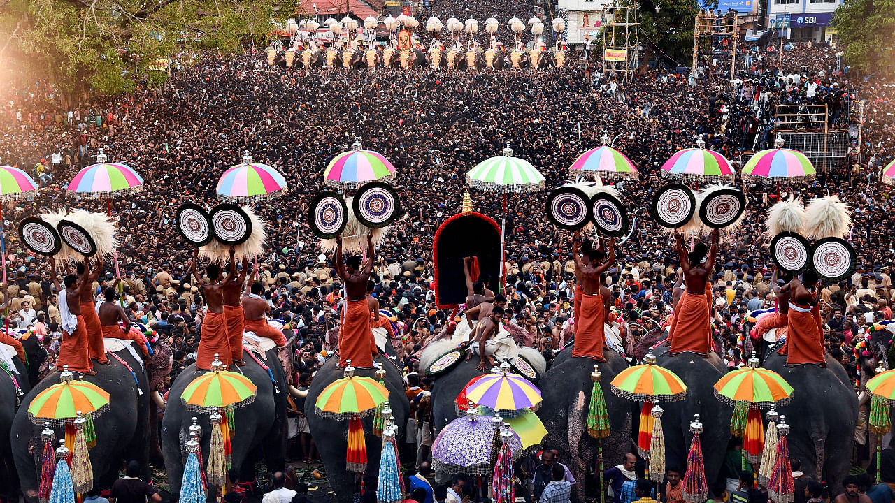 Thrissur Pooram conducted in 2019. Credit: PTI File Photo