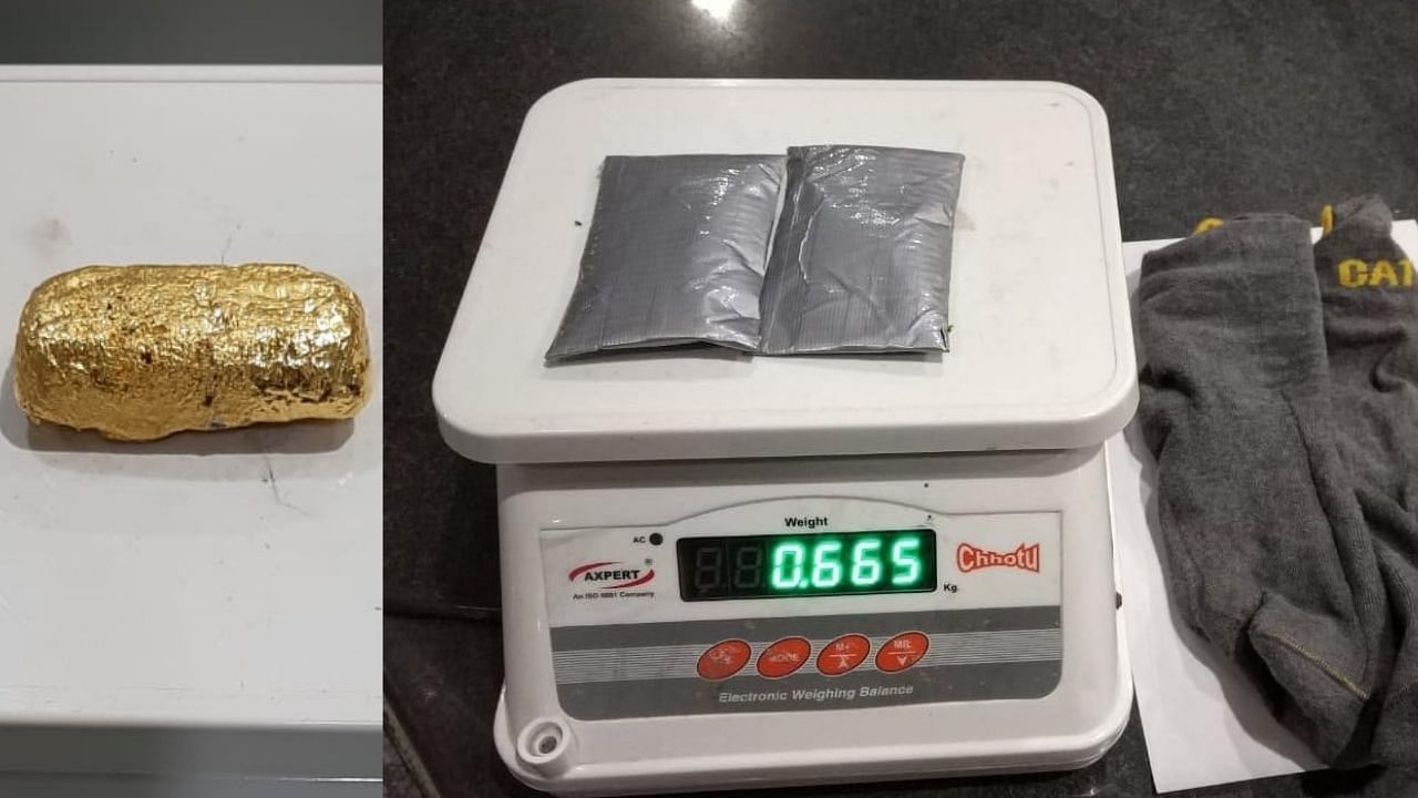 About 504 grams of gold worth Rs 24.44 lakh was seized at MIA. Credit: Mangaluru Customs officials