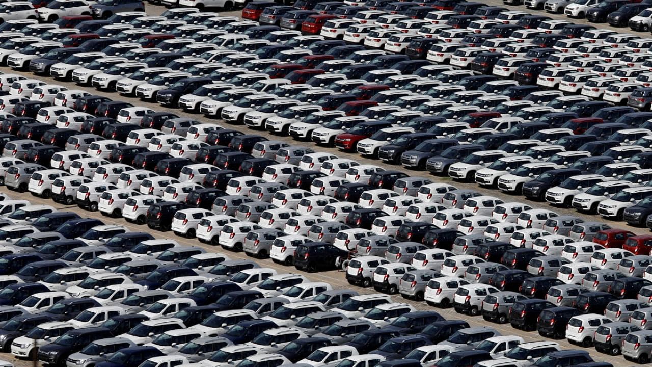  Cars are seen parked at Maruti Suzuki's plant at Manesar. Credit: Reuters File Photo