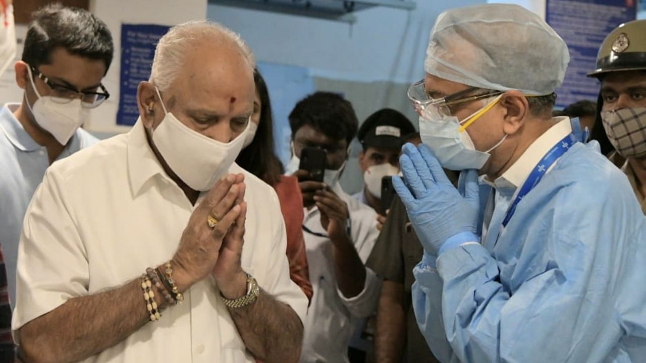 BSY gets discharged from Manipal Hospital. Credit: Special arrangement