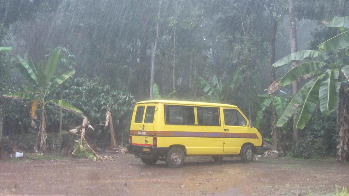 Heavy rain lashed Bethu village in Napoklu on Wednesday.