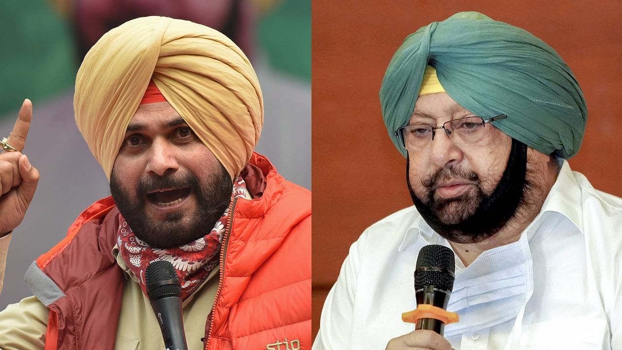 Punjab Congress MLA Najot Singh Sidhu (L) and Punjab CM Amarinder Singh. Credit: PTI File Photos