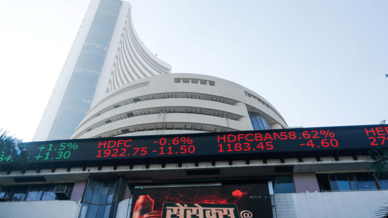 After a volatile session, the 30-share BSE index ended 202.22 points or 0.42 per cent lower at 47,878.45. Credit: PTI Photo