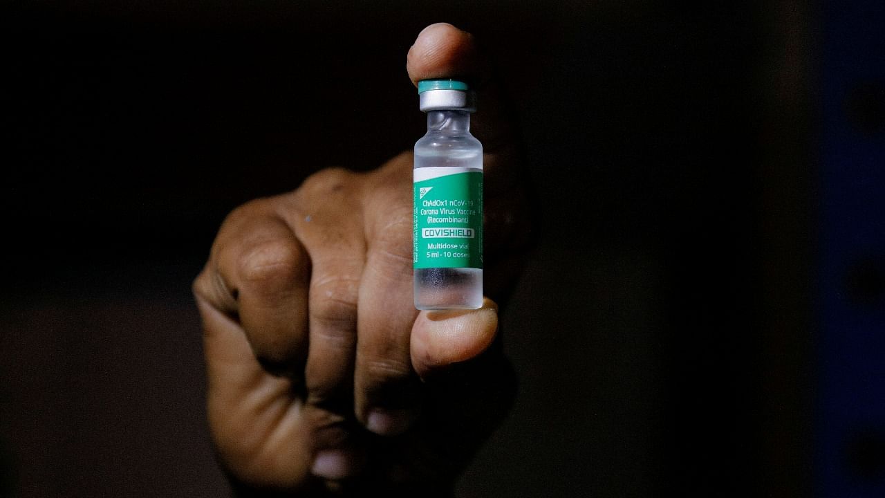 A vial of the Serum Institute of India's Covid-19 vaccine 'Covishield'. Credit: Reuters Photo