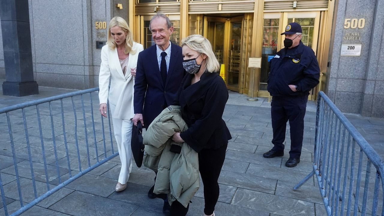 Victim Danielle Bensky, accompanied by her lawyers David Boies and Sigrid McCawley, leaves Manhattan Federal Court, after a hearing when Ghislaine Maxwell is being arraigned on a new indictment, in the Manhattan borough of New York City, New York. Credit: Reuters Photo