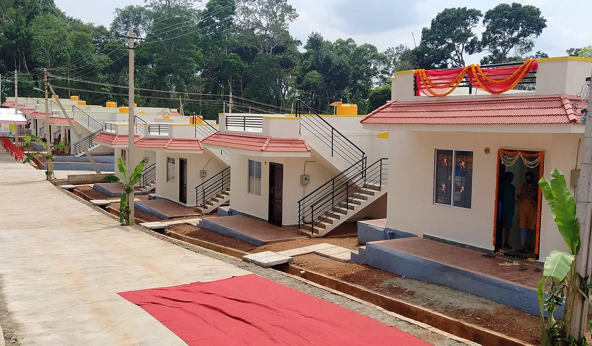 The houses handed over to beneficiaries in Biligiri village in Kodagu.