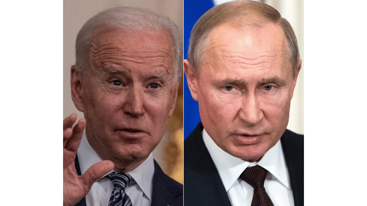  US President Joe Biden and Russian President Vladimir Putin. Credit: AFP File Photo