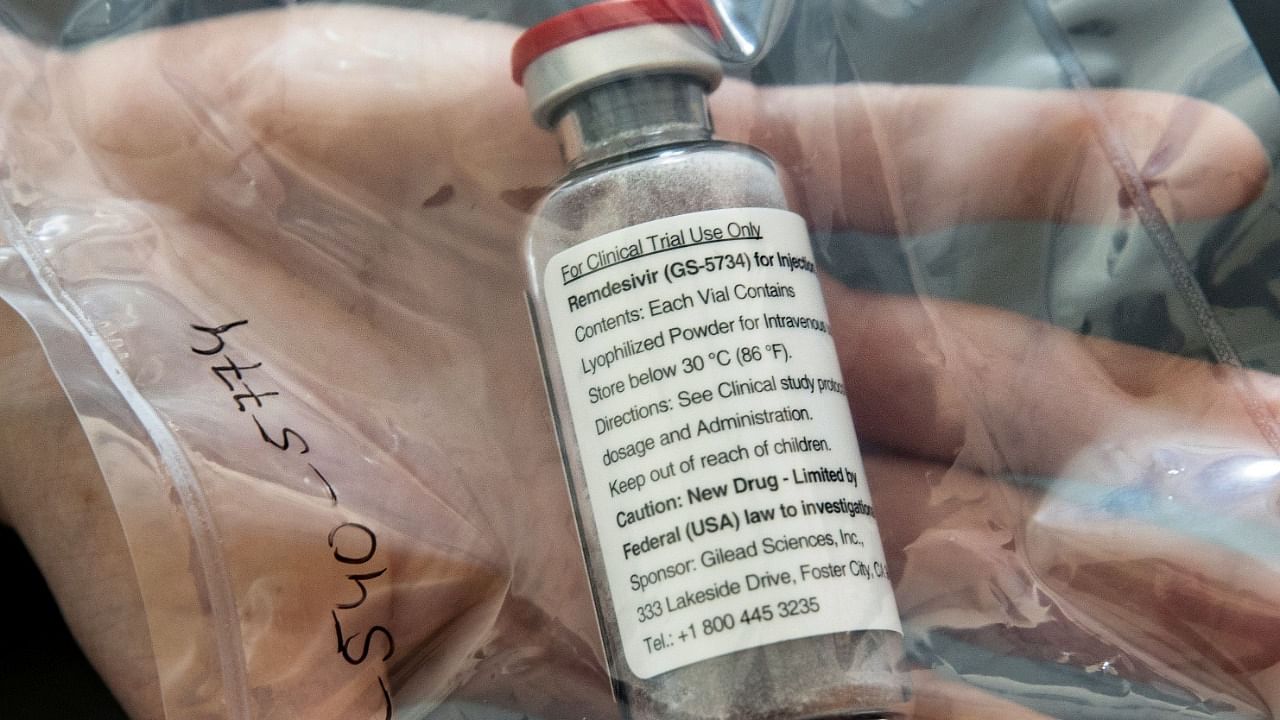 An ampule of Ebola drug Remdesivir, which is also used to treat Covid-19 patients. Credit: Reuters File Photo