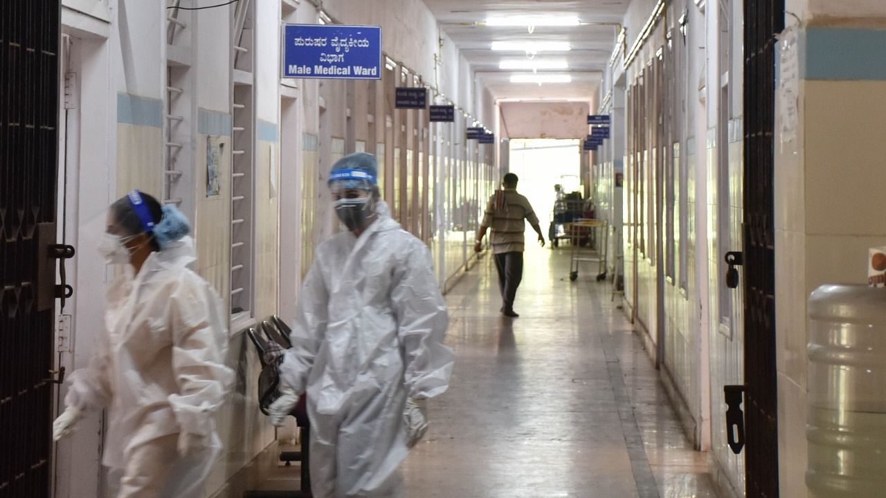 A Covid-19 Isolation ward at the KC General hospital at Malleswara in Bengaluru on Friday. Credit: DH Photo/Janardhan B K