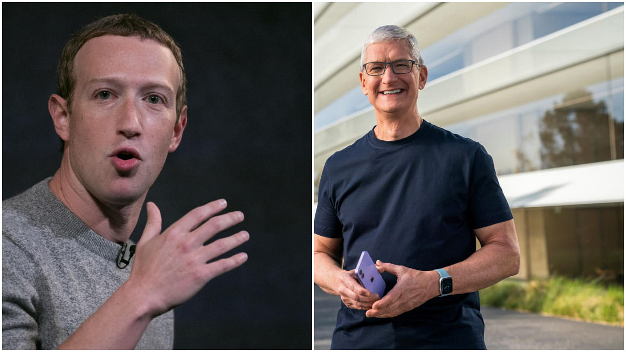 Facebook CEO Mark Zuckerberg (L) and Apple CEO Tim Cook. Credit: AP/Reuters photo.