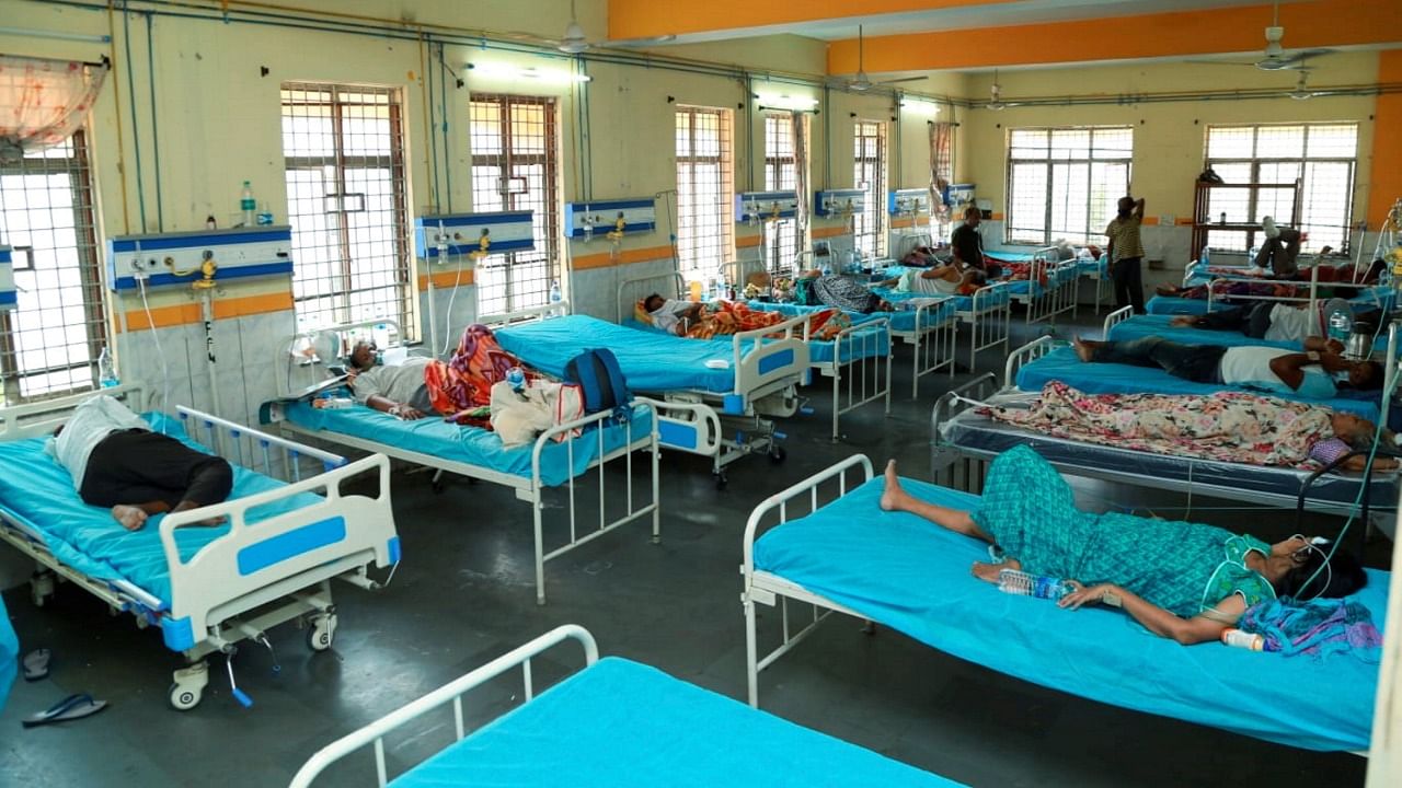 Covid-19 patients being treated at Gandhi Hospital as coronavirus cases surge in Hyderabad. Credit: AFP File Photo