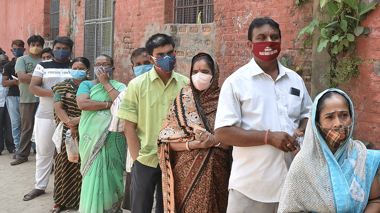 The overall polling process has been peaceful with 37.02 per cent turnout till 11 am. Credit: PTI Photo