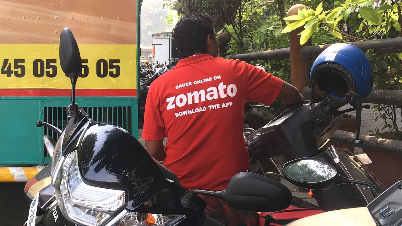 A Zomato food delivery executive. Credit: AFP File Photo