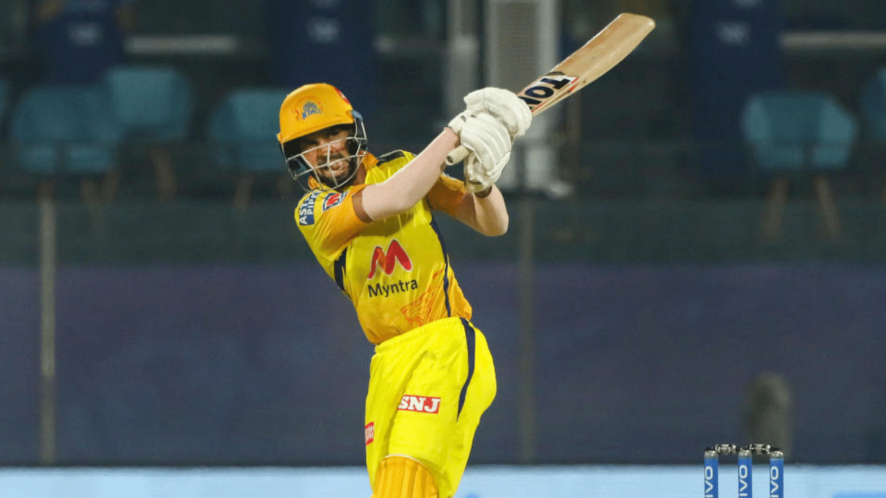 Ruturaj Gaikwad of Chennai Super Kings plays a shot during match 23 of the Indian Premier League between the Chennai Super Kings and the Sunrisers Hyderabad held at the Arun Jaitley Stadium, New Delhi, Wednesday, April 28, 2021. Credit: PTI Photo