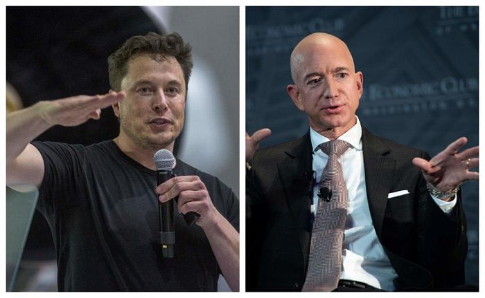 Jeff Bezos and Elon Musk, two of the richest men in the world, both with dreams of leading humanity out into the solar system, are fighting over the moon. Credit: AFP Photos